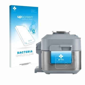 Face avant d’un emballage produit avec le logo de la marque upscreen. À côté, l’appareil Ninja Speedi Rapid Cooking System est