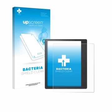 Face avant d’un emballage produit avec le logo de la marque upscreen. À côté, l’appareil Kobo Elipsa 2E est représenté avec la