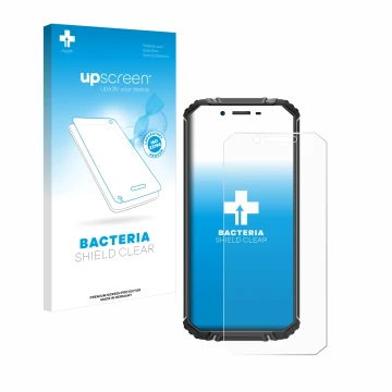 Face avant d’un emballage produit avec le logo de la marque upscreen. À côté, l’appareil Oukitel WP18 est représenté avec la p