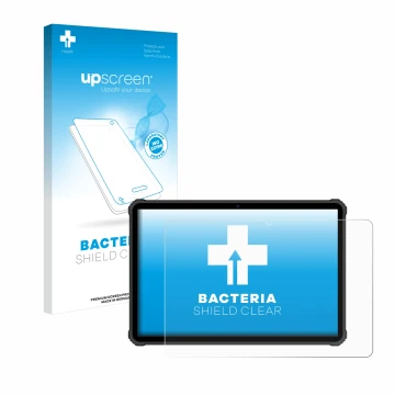 Face avant d’un emballage produit avec le logo de la marque upscreen. À côté, l’appareil Oukitel RT5 est représenté avec la pr