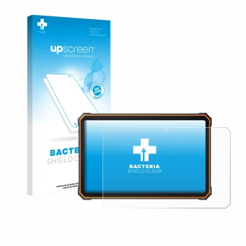 Face avant d’un emballage produit avec le logo de la marque upscreen. À côté, l’appareil Blackview Active 8 Pro 10.36