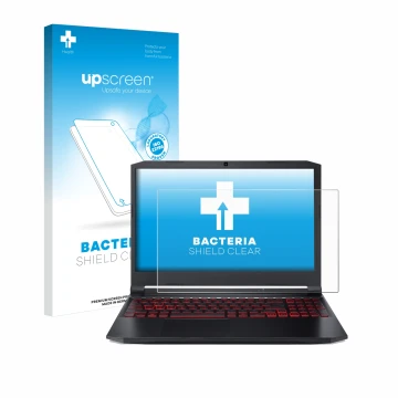 Face avant d’un emballage produit avec le logo de la marque upscreen. À côté, l’appareil Acer Nitro 5 Gaming 15,6