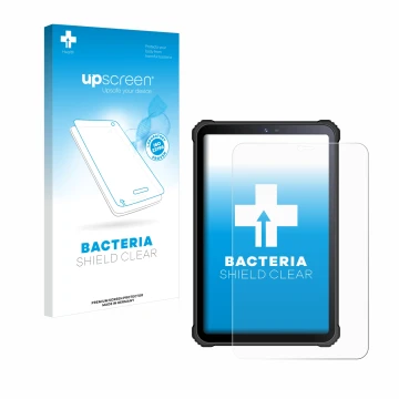 Face avant d’un emballage produit avec le logo de la marque upscreen. À côté, l’appareil Oukitel RT3 est représenté avec la pr