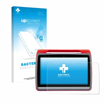 Face avant d’un emballage produit avec le logo de la marque upscreen. À côté, l’appareil medDV NIDApad est représenté avec la 
