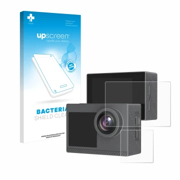 Face avant d’un emballage produit avec le logo de la marque upscreen. À côté, l’appareil Akaso Brave 4 Pro est représenté avec