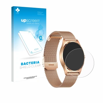 Face avant d’un emballage produit avec le logo de la marque upscreen. À côté, l’appareil Xcoast X-Watch Joli XC Pro est représ