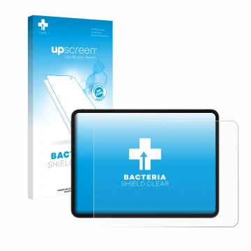 Face avant d’un emballage produit avec le logo de la marque upscreen. À côté, l’appareil OnePlus Pad Go est représenté avec la