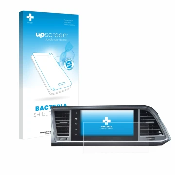 Face avant d’un emballage produit avec le logo de la marque upscreen. À côté, l’appareil Seat Ateca Style 2021 Infotainment Sy