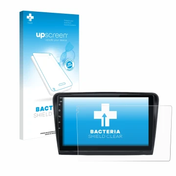 Face avant d’un emballage produit avec le logo de la marque upscreen. À côté, l’appareil Junsun V1 Plus 10