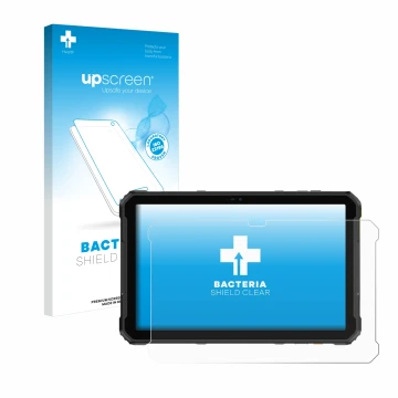 Face avant d’un emballage produit avec le logo de la marque upscreen. À côté, l’appareil Ulefone Armor Pad 2 est représenté av