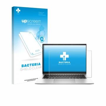Face avant d’un emballage produit avec le logo de la marque upscreen. À côté, l’appareil HP EliteBook 845 G10 est représenté a