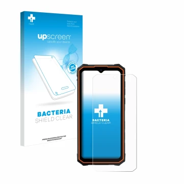 Face avant d’un emballage produit avec le logo de la marque upscreen. À côté, l’appareil Hotwav Cyber 13 Pro est représenté av