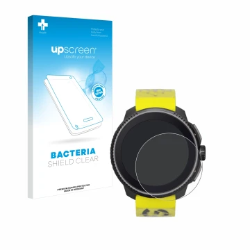 Face avant d’un emballage produit avec le logo de la marque upscreen. À côté, l’appareil Suunto Race est représenté avec la pr