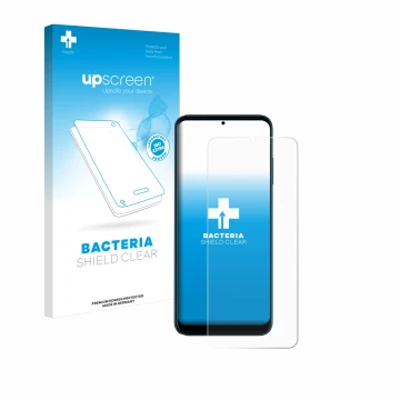 Face avant d’un emballage produit avec le logo de la marque upscreen. À côté, l’appareil Telekom T Phone Pro est représenté av