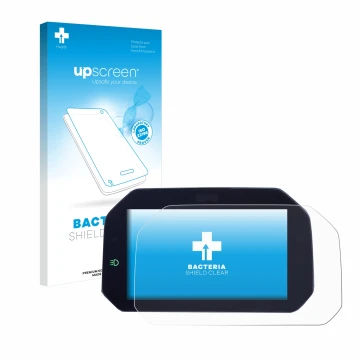 Face avant d’un emballage produit avec le logo de la marque upscreen. À côté, l’appareil BMW R 1300 GS TFT 6.5