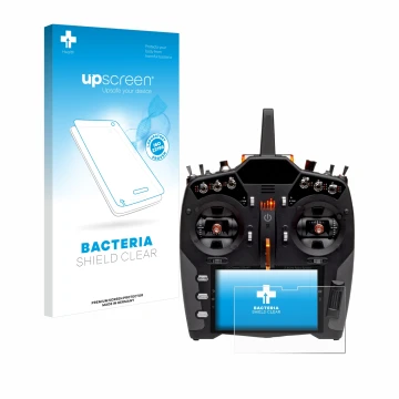 Face avant d’un emballage produit avec le logo de la marque upscreen. À côté, l’appareil Spektrum NX20 est représenté avec la 
