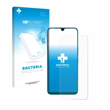 Face avant d’un emballage produit avec le logo de la marque upscreen. À côté, l’appareil Tecno Spark 7 est représenté avec la 