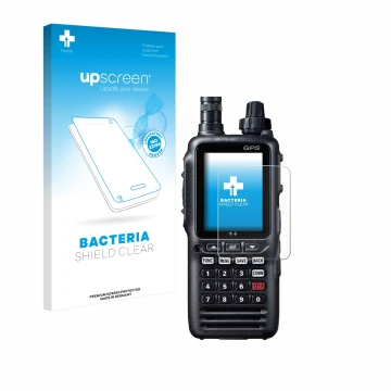 Face avant d’un emballage produit avec le logo de la marque upscreen. À côté, l’appareil Yaesu FTA-850L est représenté avec la