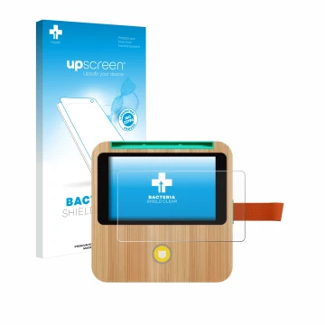 Face avant d’un emballage produit avec le logo de la marque upscreen. À côté, l’appareil tigerbox Touch Plus est représenté av