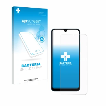 Face avant d’un emballage produit avec le logo de la marque upscreen. À côté, l’appareil Xiaomi Redmi 13C 5G est représenté av
