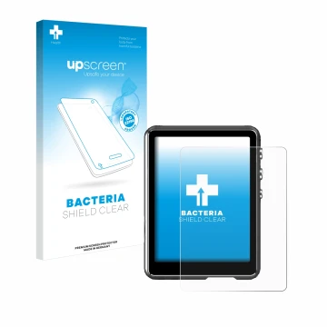 Face avant d’un emballage produit avec le logo de la marque upscreen. À côté, l’appareil Mechen M3 est représenté avec la prot