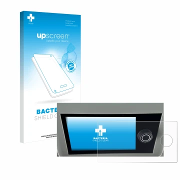 Face avant d’un emballage produit avec le logo de la marque upscreen. À côté, l’appareil Volkswagen California 6.1 est représe