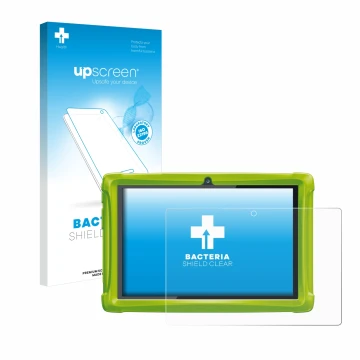 Face avant d’un emballage produit avec le logo de la marque upscreen. À côté, l’appareil Clementoni Clempad 10 est représenté 