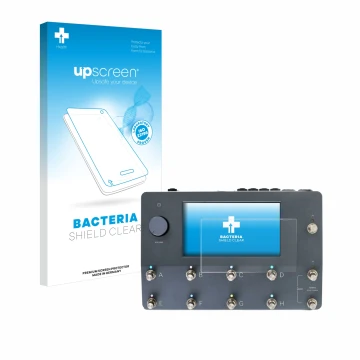 Face avant d’un emballage produit avec le logo de la marque upscreen. À côté, l’appareil Neural DSP Quad Cortex est représenté