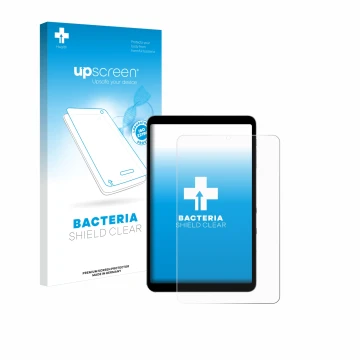 Face avant d’un emballage produit avec le logo de la marque upscreen. À côté, l’appareil Alldocube iPlay 50 mini Pro est repré