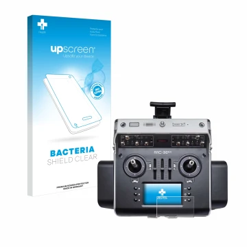 Face avant d’un emballage produit avec le logo de la marque upscreen. À côté, l’appareil Graupner MC-32ex est représenté avec 