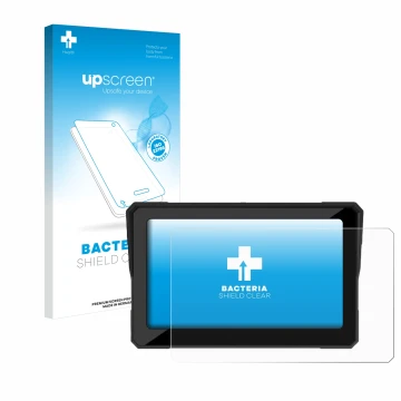 Face avant d’un emballage produit avec le logo de la marque upscreen. À côté, l’appareil Carpuride W702 7