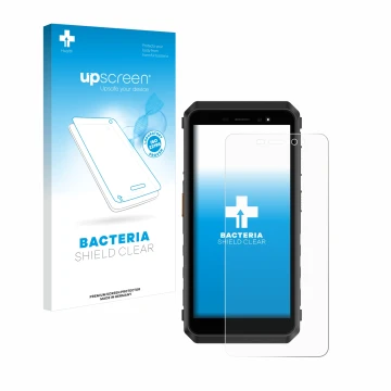 Face avant d’un emballage produit avec le logo de la marque upscreen. À côté, l’appareil Ulefone Power Armor X11 Pro est repré