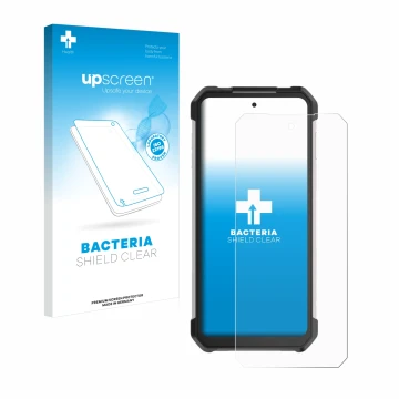 Face avant d’un emballage produit avec le logo de la marque upscreen. À côté, l’appareil Unihertz Tank 3 Pro est représenté av