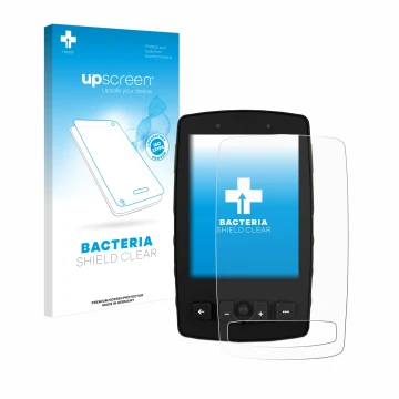 Face avant d’un emballage produit avec le logo de la marque upscreen. À côté, l’appareil TwoNav Aventura 2 Plus est représenté