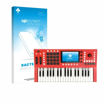 Face avant d’un emballage produit avec le logo de la marque upscreen. À côté, l’appareil Akai Professional MPC Key 37 est repr