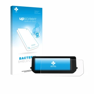 Face avant d’un emballage produit avec le logo de la marque upscreen. À côté, l’appareil BMW CE 04 est représenté avec la prot