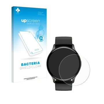 Face avant d’un emballage produit avec le logo de la marque upscreen. À côté, l’appareil Sross Smartwatch 1.43