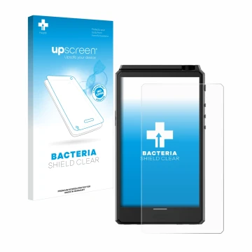 Face avant d’un emballage produit avec le logo de la marque upscreen. À côté, l’appareil Hiby R6 III est représenté avec la pr