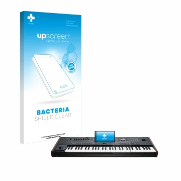 Face avant d’un emballage produit avec le logo de la marque upscreen. À côté, l’appareil KORG Pa5X est représenté avec la prot