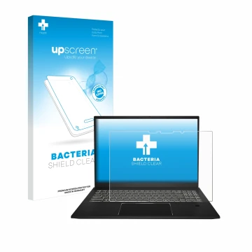 Face avant d’un emballage produit avec le logo de la marque upscreen. À côté, l’appareil MSI Summit E16 AI Studio est représen