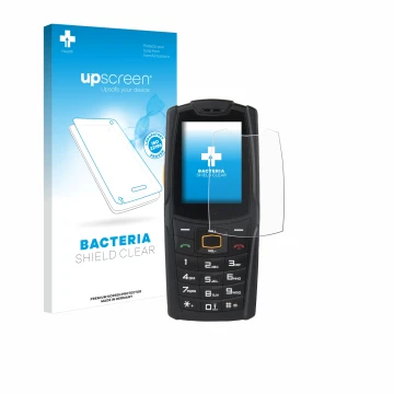 Face avant d’un emballage produit avec le logo de la marque upscreen. À côté, l’appareil AGM M6 est représenté avec la protect