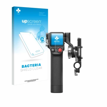 Face avant d’un emballage produit avec le logo de la marque upscreen. À côté, l’appareil DJI Focus Pro- Grip est représenté av