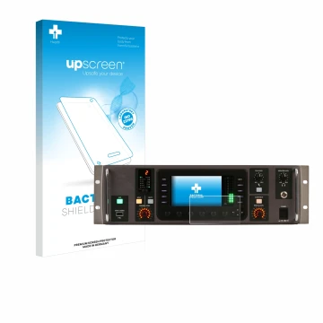 Face avant d’un emballage produit avec le logo de la marque upscreen. À côté, l’appareil Behringer X32 Rack est représenté ave