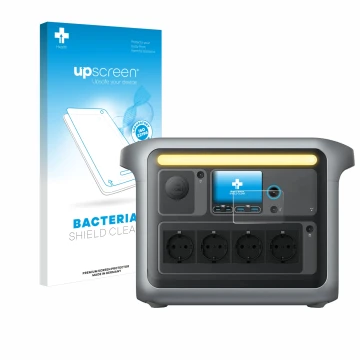 Face avant d’un emballage produit avec le logo de la marque upscreen. À côté, l’appareil Anker SOLIX C1000X est représenté ave