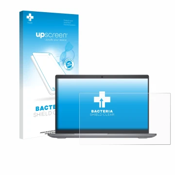 Face avant d’un emballage produit avec le logo de la marque upscreen. À côté, l’appareil Dell Latitude 5550 Laptop est représe