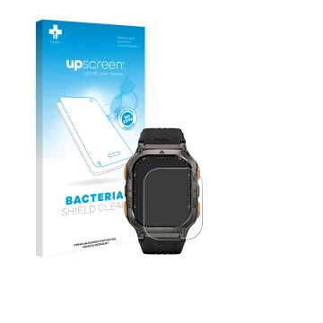 Face avant d’un emballage produit avec le logo de la marque upscreen. À côté, l’appareil Kospet Tank M3 Ultra est représenté a