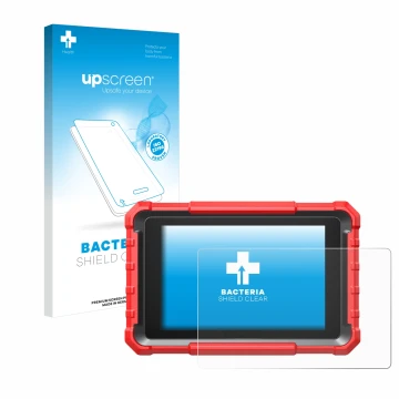 Face avant d’un emballage produit avec le logo de la marque upscreen. À côté, l’appareil Launch X-431 PROS Elite est représent