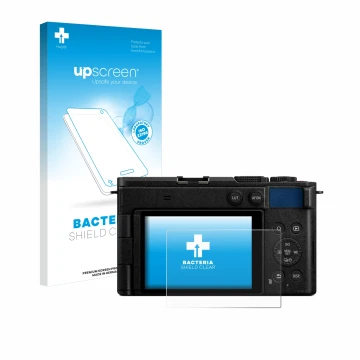 Face avant d’un emballage produit avec le logo de la marque upscreen. À côté, l’appareil Panasonic Lumix DC-S9 est représenté 