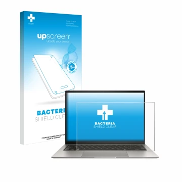 Face avant d’un emballage produit avec le logo de la marque upscreen. À côté, l’appareil ASUS ZenBook S 13 OLED UX5304 est rep