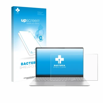 Face avant d’un emballage produit avec le logo de la marque upscreen. À côté, l’appareil ASUS Vivobook S 15 S5507 est représen
